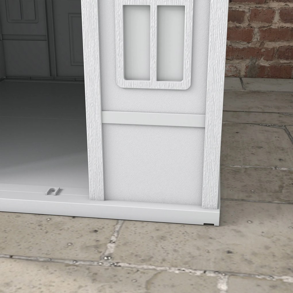 PawHut Cușcă pentru Câini cu Acoperiș Înclinat și Ușă 84.2x98.2x82 cm Gri | Aosom Romania