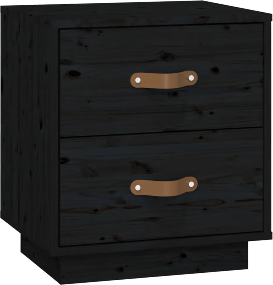 vidaXL Noptieră, negru, 40x34x45 cm, lemn masiv de pin