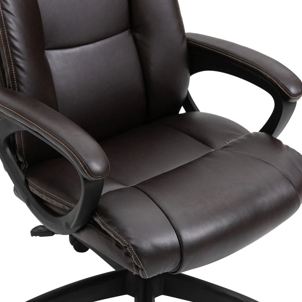 HOMCOM Fotoliu birou ergonomic reglabil cu roți pivotante 360°, tapițerie PU ciocolată, 64x73x106-115,5 cm | Aosom Romania