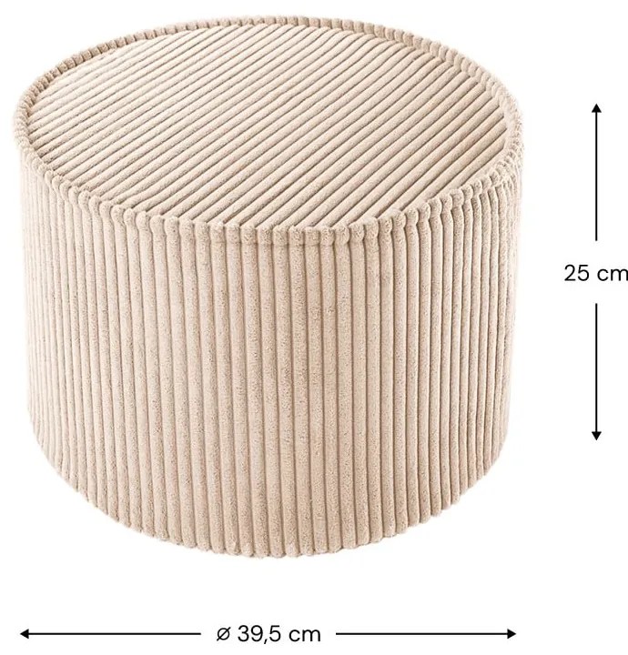 Puf de copii maro deschis cu tapițerie din catifea reiată – Wigiwama