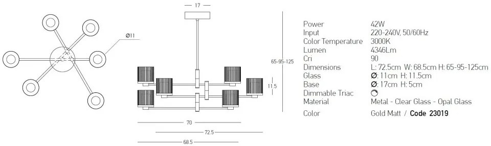 Candelabru LED dimabil design modern decorativ Luxury auriu