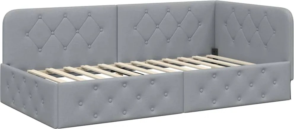 vidaXL Cadru de pat colțar Gri deschis 90 x 190 cm țesătură