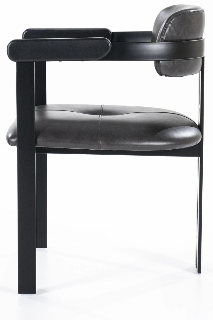 Scaun Morris din piele si metal negru