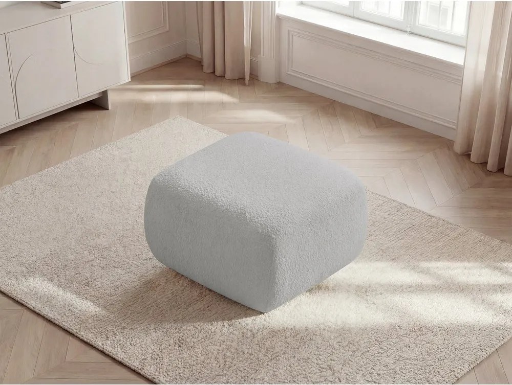 Taburet gri deschis cu tapițerie din țesătură bouclé Montaigne – Bobochic Paris
