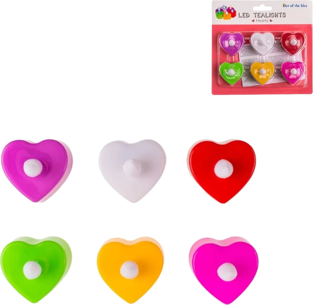Lumanari LED tip lumanare de ceai in forma de inima HEARTS, set 6 bucati