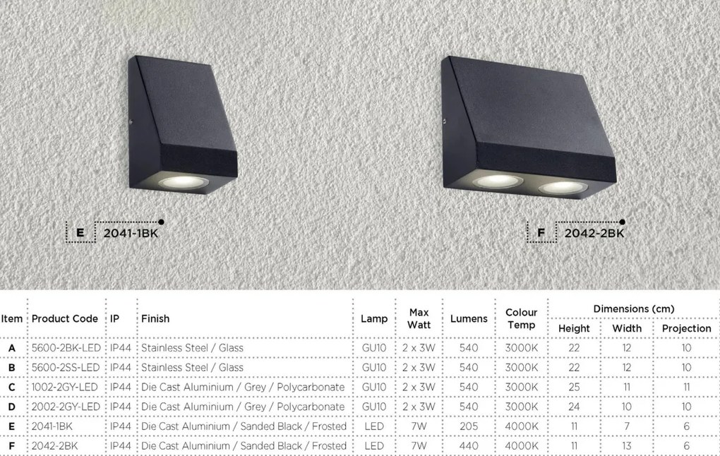 Aplica perete LED de exterior IP44 Down 2041-1BK SRT