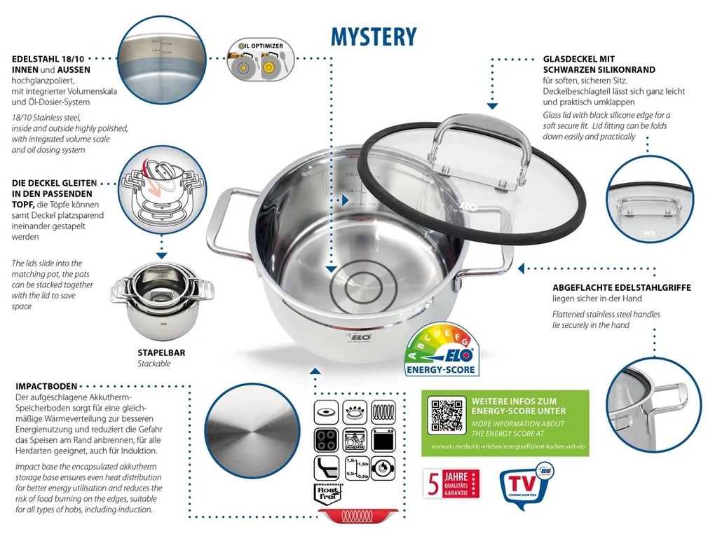 Elo 91003 Set de 3 oale din oțel inoxidabilMystery