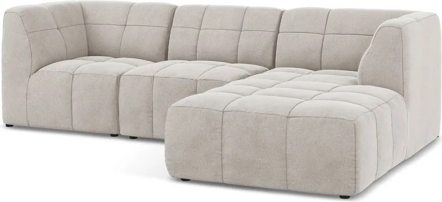 Colțar bej cu tapițerie din catifea (cu colț pe partea dreaptă/cu șezlong) Aloha – Makamii