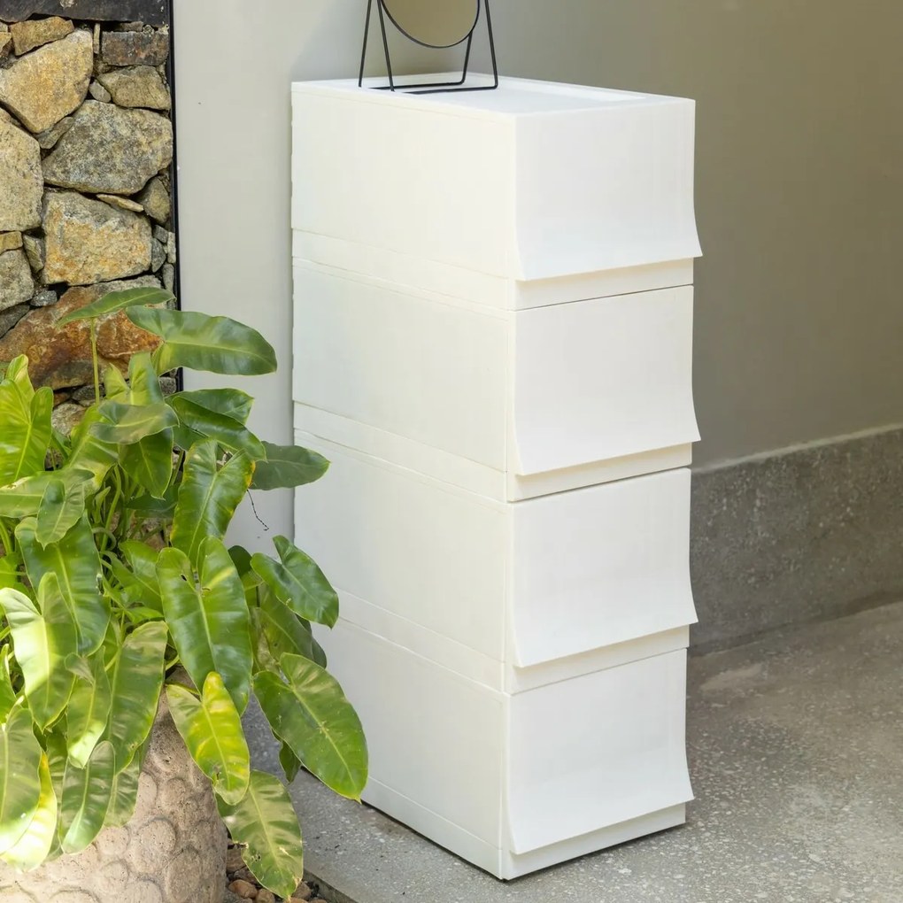Cutie de depozitare modulară Wave Junior Snow cu roți 43,4 x 27,2 x 22 cm, Îngust - 1 sertar - rotițe
