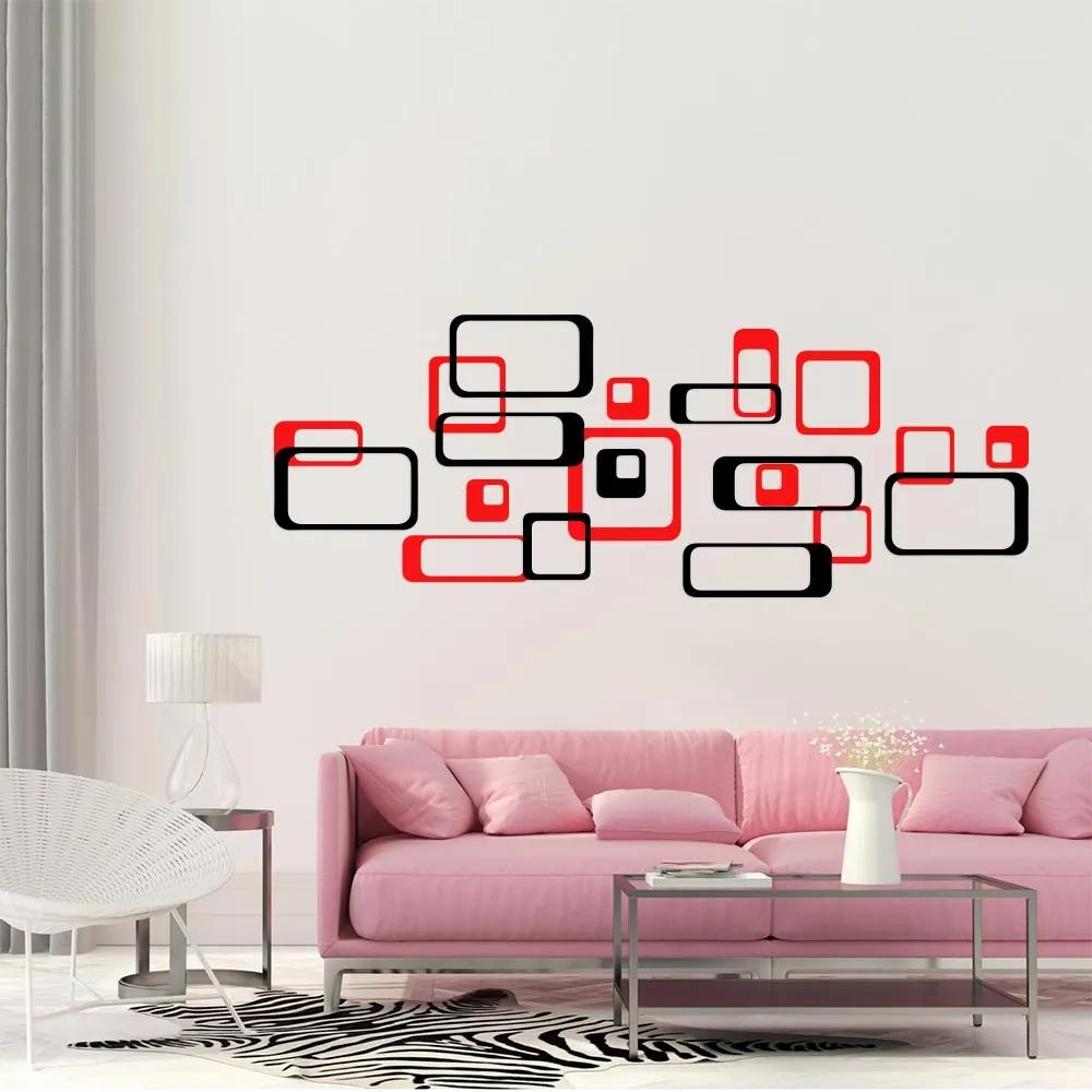 GLIX Decorative squares - autocolant de perete Negru și roșu 2 x 30 x 30 cm