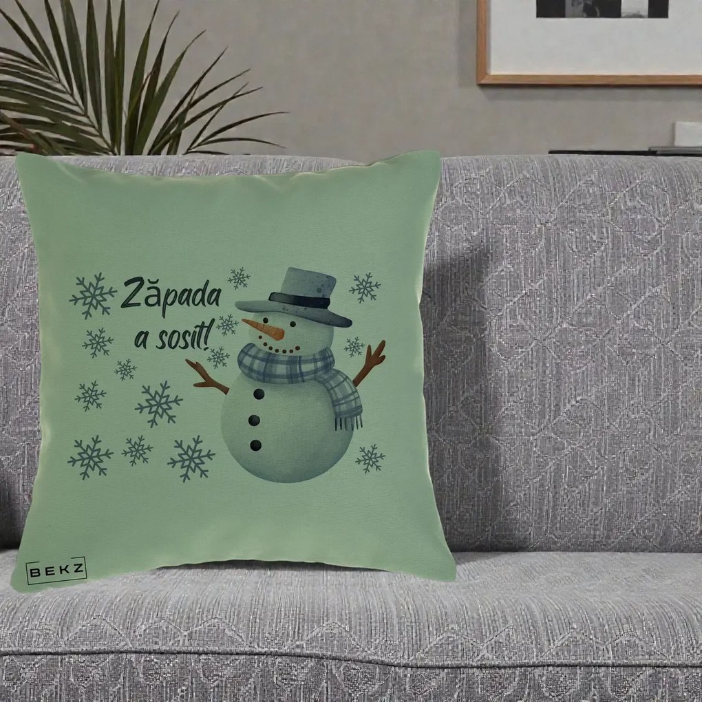 Perna Decorativa Zapada a Sosit Om de Zapada, 40x40 cm, Verde, Husa Detasabila, Perna Inclusa, BEKZ®