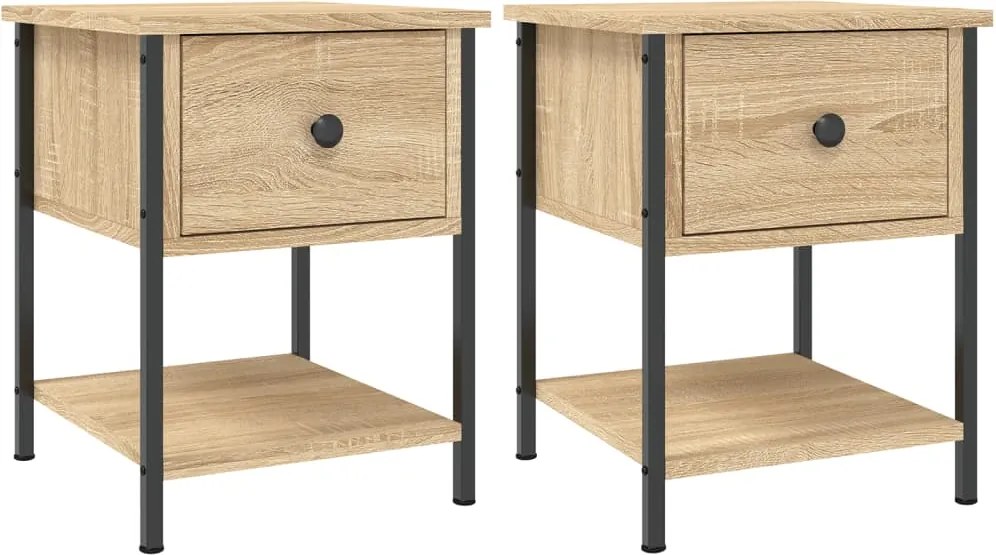 vidaXL Noptiere, 2 buc., stejar sonoma, 34x35,5x45 cm, lemn compozit