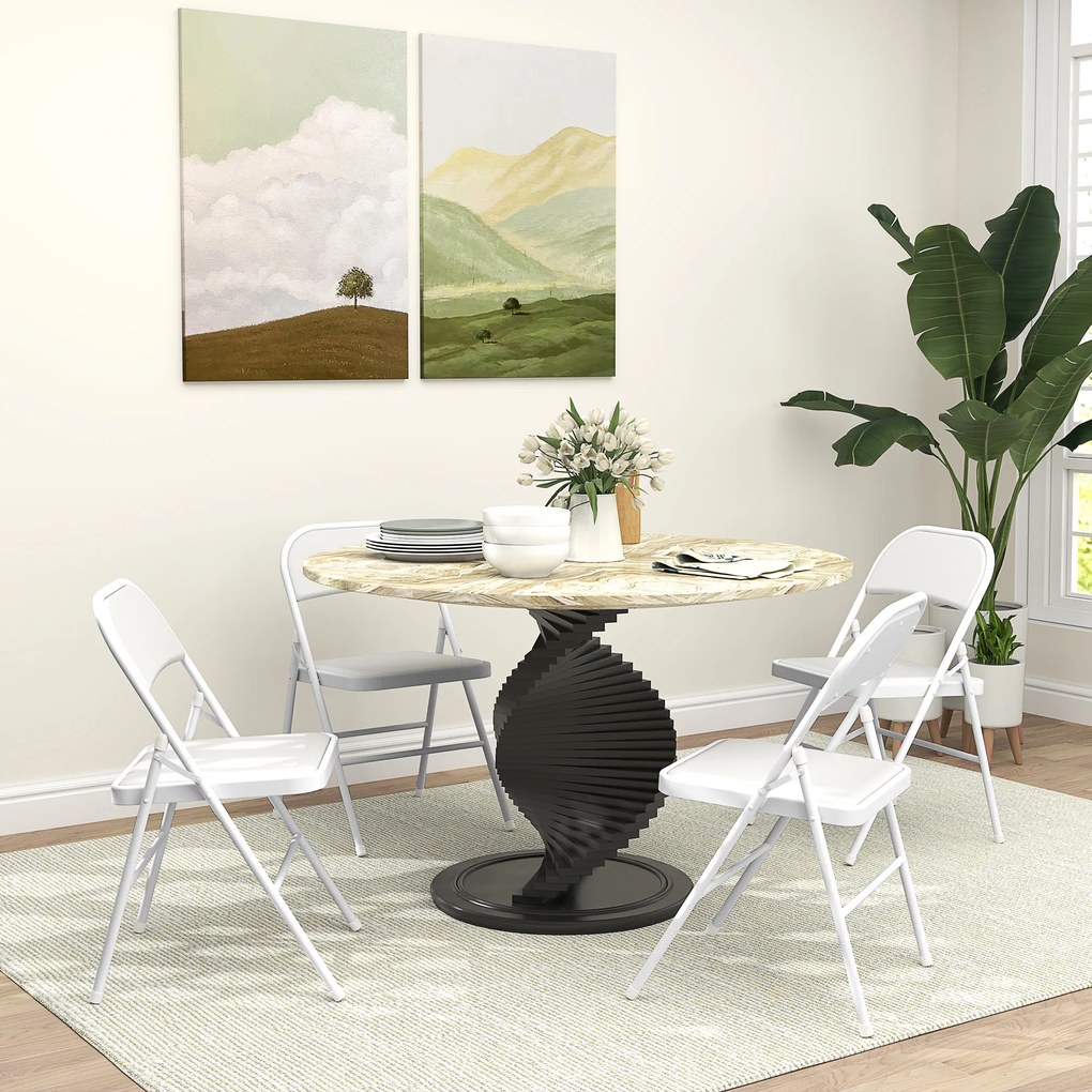 HOMCOM Set de 4 scaune pliante, scaune portabile de birou, picioare din metal, faltstuhl pentru birou, recepție, sala de așteptare, piele ecologică, alb | Aosom Romania