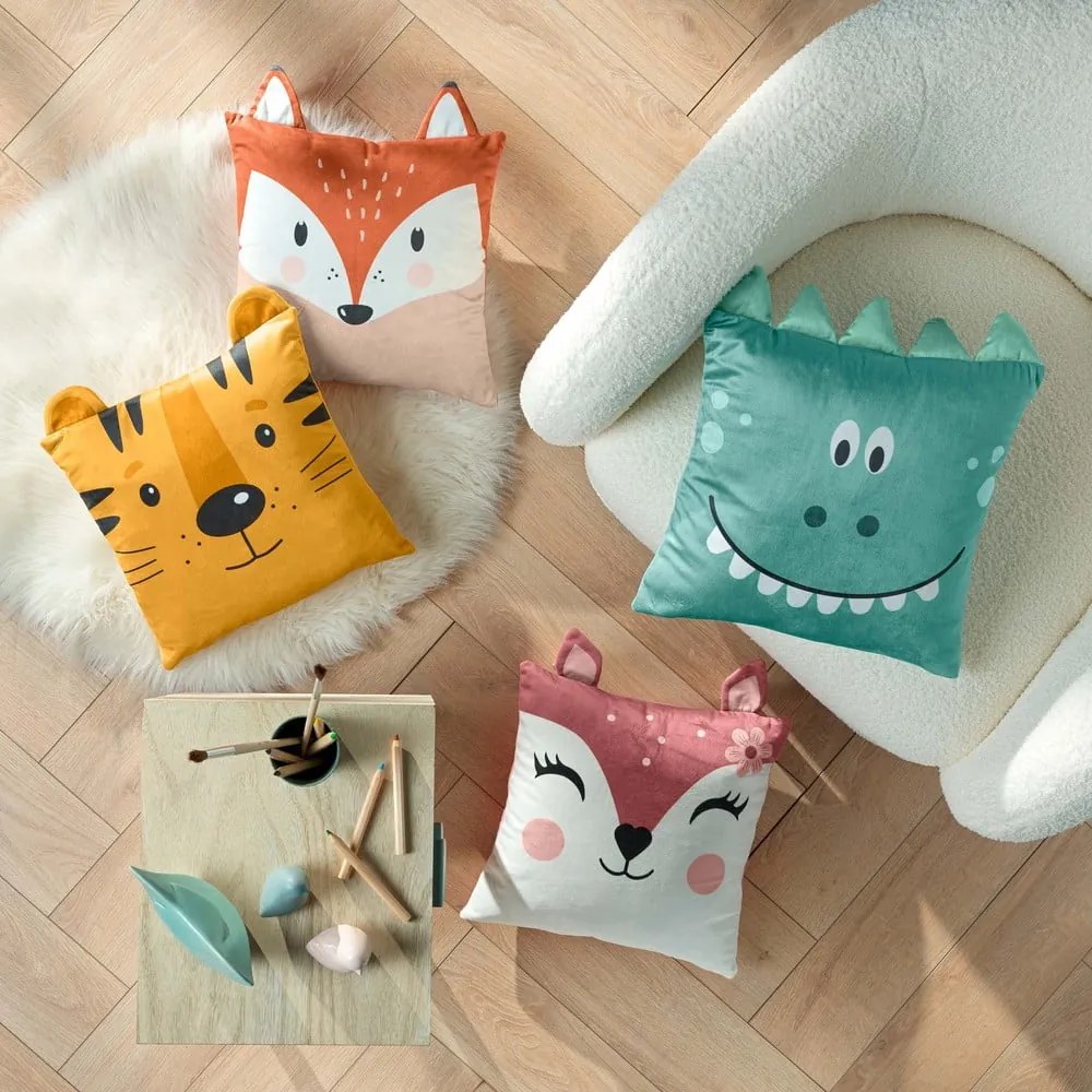 Pernă pentru copii din catifea 40x40 cm Tigry – douceur d'intérieur
