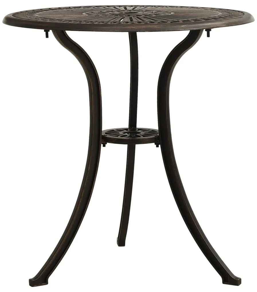 vidaXL Masă de grădină, bronz, 62x62x65 cm, aluminiu turnat