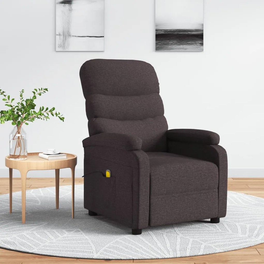321231 vidaXL Fotoliu de masaj, maro închis, material textil