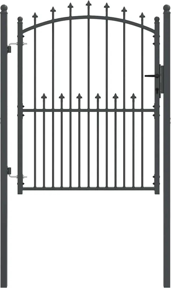 vidaXL Poartă de gard cu țepi Gri 150 x 100 cm Oțel vopsit în pulbere