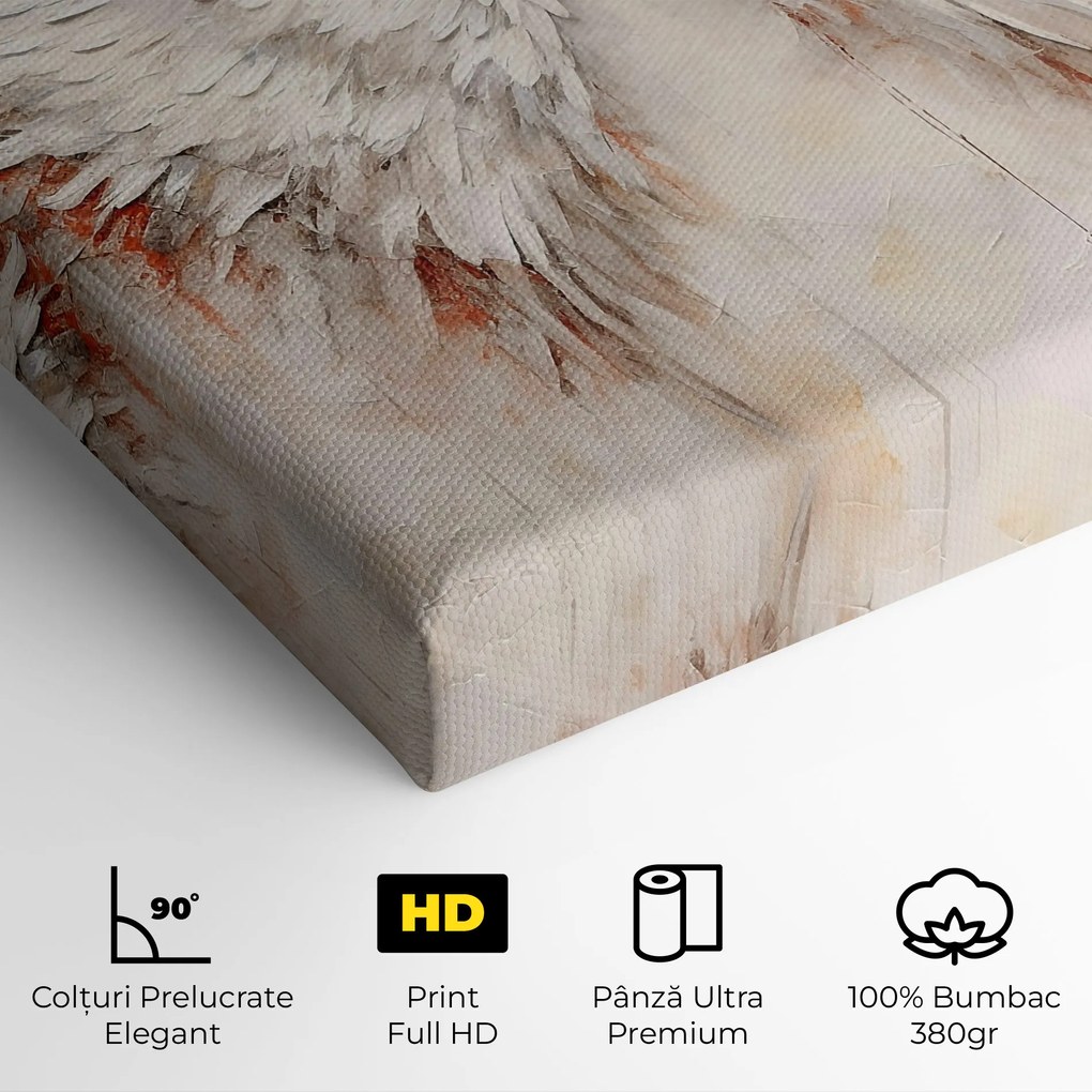 Tablou Canvas, 60x120cm, Dormitor si Living, Moderne, Textura de pictura, White Bloody Wings