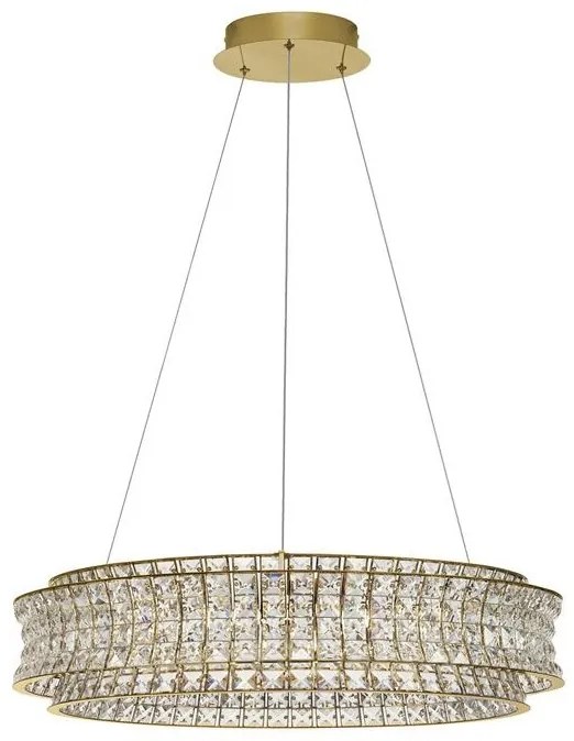 Lustra suspendata LED auriu, cristale sticla CELYSIA 80cm