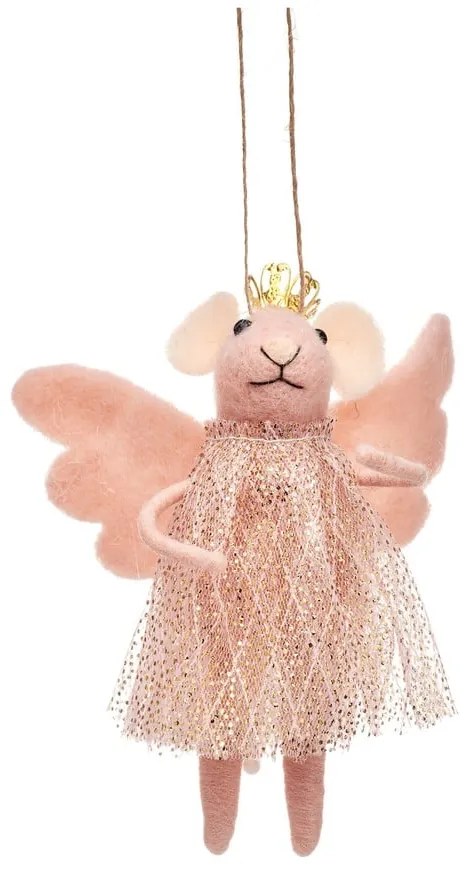 Ornament de Crăciun lucrat manual din material textil 13 cm Pink Princess Fairy Mouse – Sass & Belle