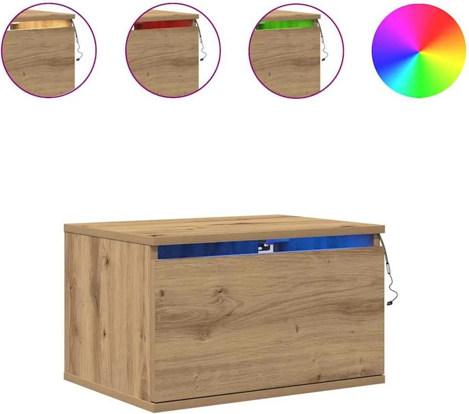 vidaXL Noptieră suspendată cu sertar Stejar Artizanal 50 x 36 x 30 cm