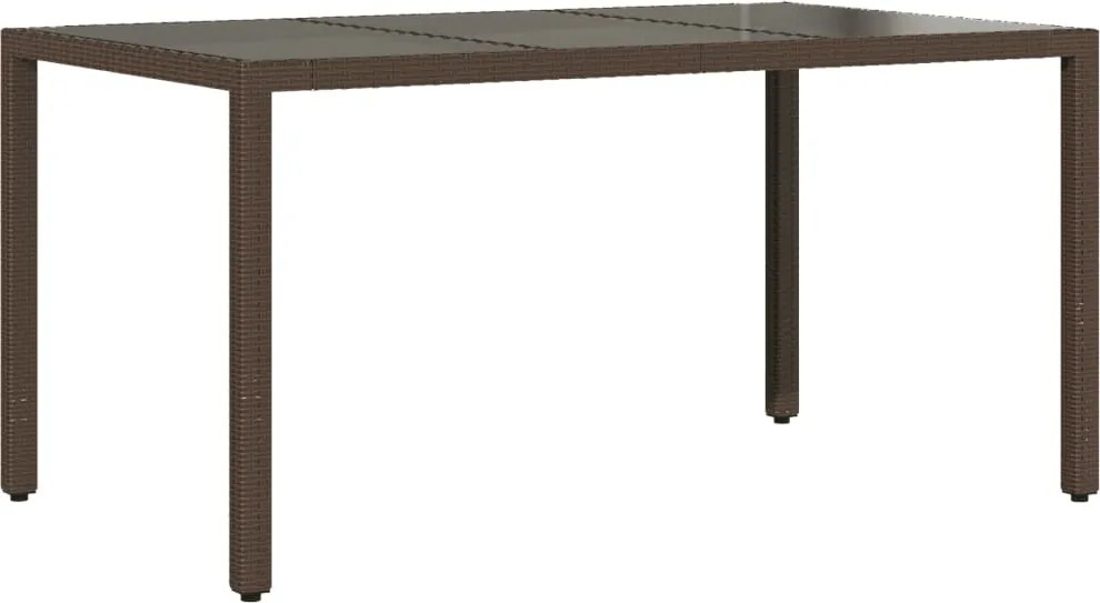 vidaXL Masă de grădină cu blat din sticlă maro 150x90x75 cm, poliratan
