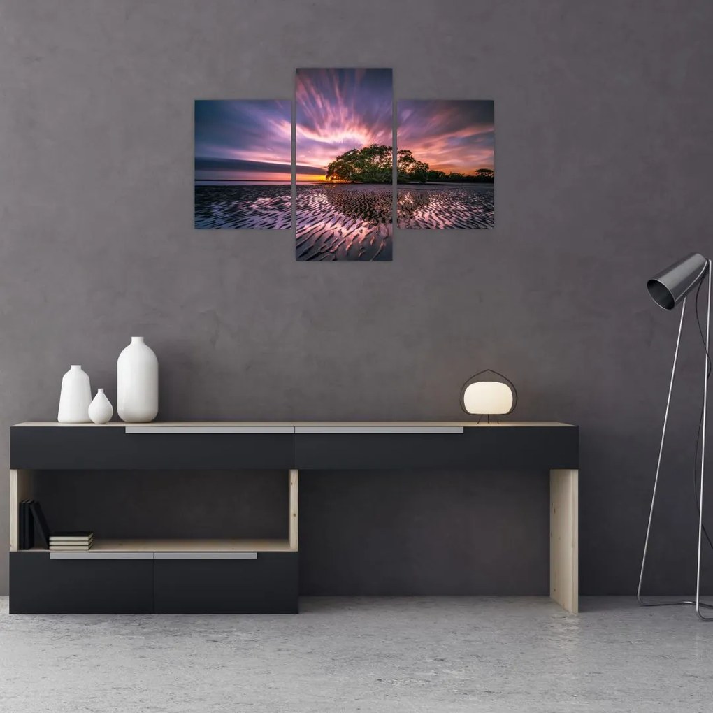 Tablou cu plajă în apus de soare (90x60 cm)