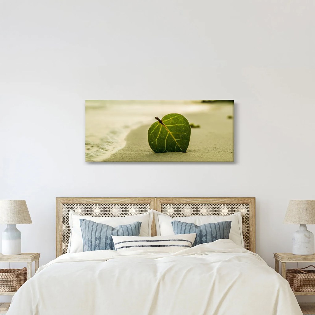 Tablou cu frunză în nisip (120x50 cm)
