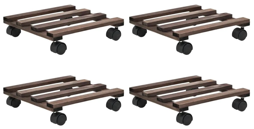 vidaXL Suport cu role pentru plante, 4 buc., 25x25 cm, lemn de cedru