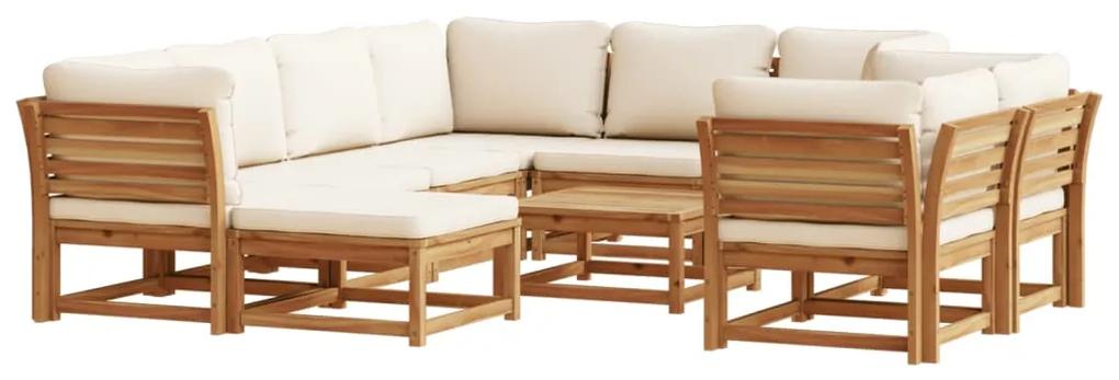3214296 vidaXL Set mobilier grădină cu perne, 10 piese, lemn masiv acacia