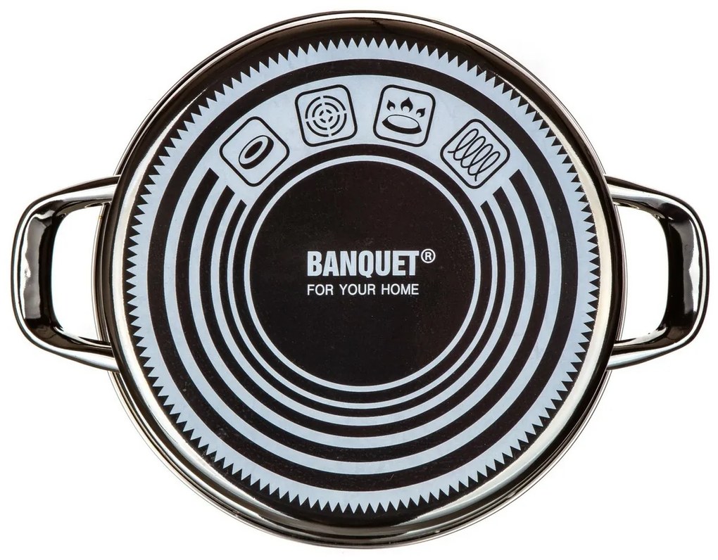 Banquet Oală emailată METALLIC Black 22 cm, 3,7 5l, cu capac, 22 cm