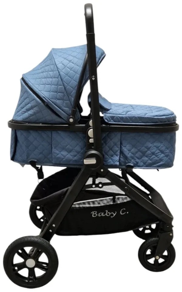 Carucior nou nascuti 2 in 1 Baby Care X2S, Maner reversibil, Cu geanta bebe, Amortizoare, Roti din cauciuc plin AVE, Spatar reglabil 3 trepte, Plasa