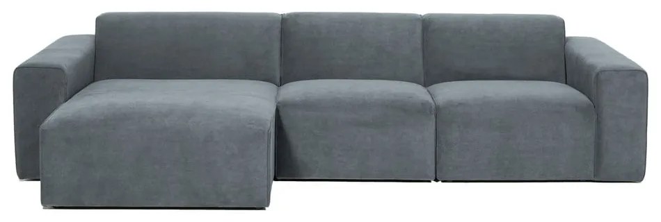 Colțar gri cu tapițerie din catifea reiată (cu colț pe partea stângă ) Sting – Scandic