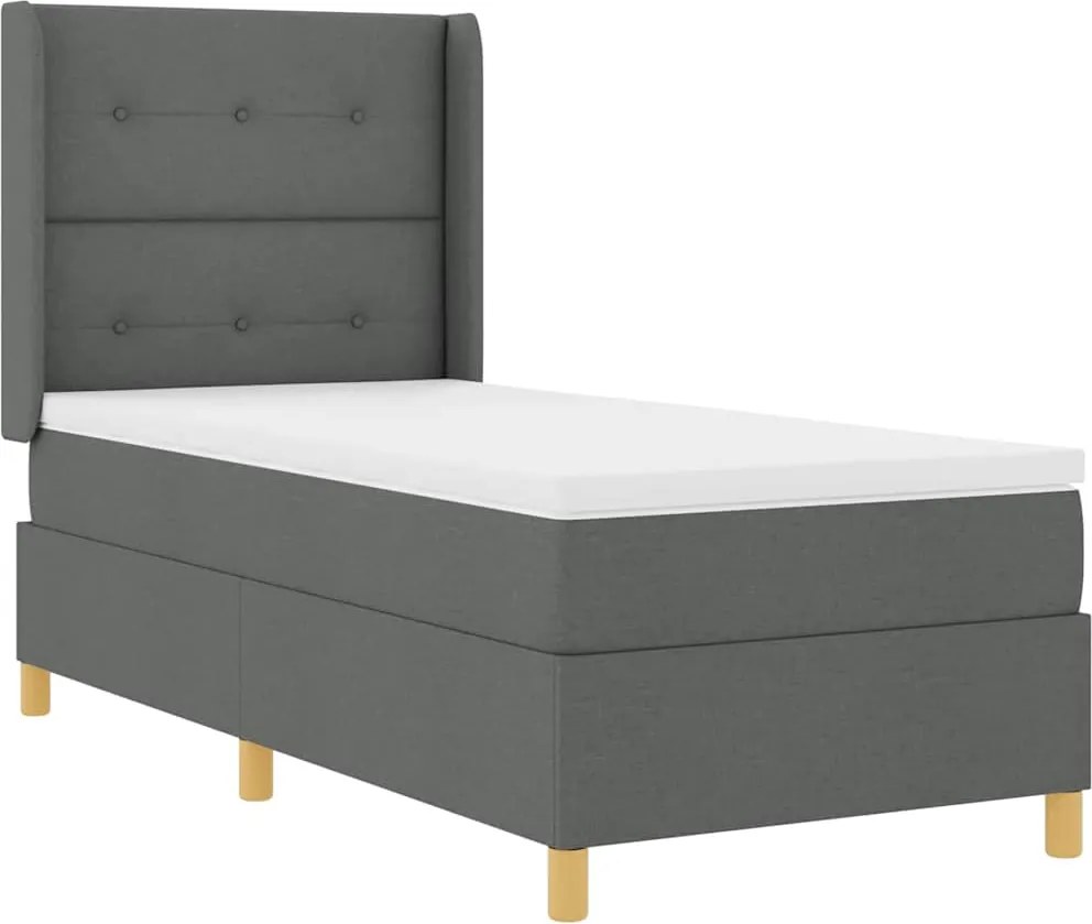 vidaXL Pat cu arcuri cu saltea cu headboard Gri 140 x 200 cm țesătură