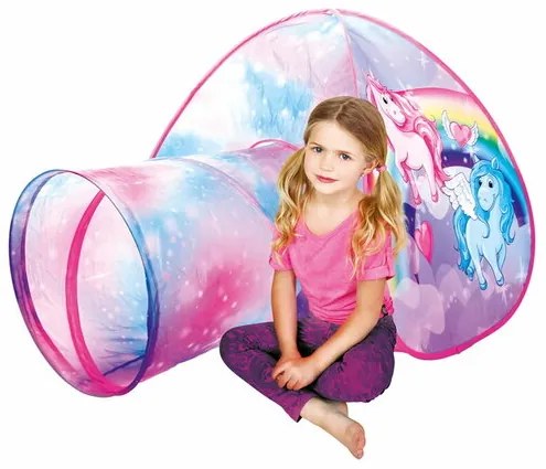 Cort de joacă cu tunel Bino Unicorn, 165 x 95 x 85 cm,