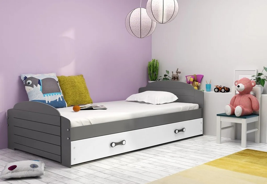 Expedo Pat pentru copii DOUGY P2 + saltea + somieră GRATIS, 90x200, alb, alb
