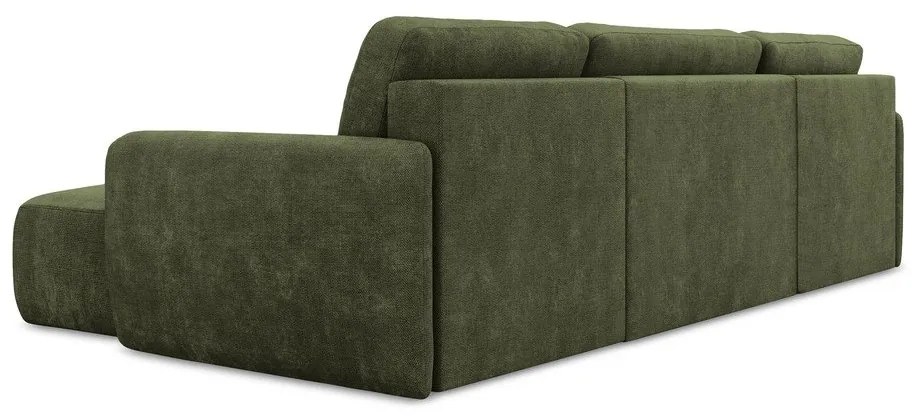 Colțar verde extensibil/cu spațiu de depozitare cu tapițerie din chenille (în formă de "U") Lilo – Makamii