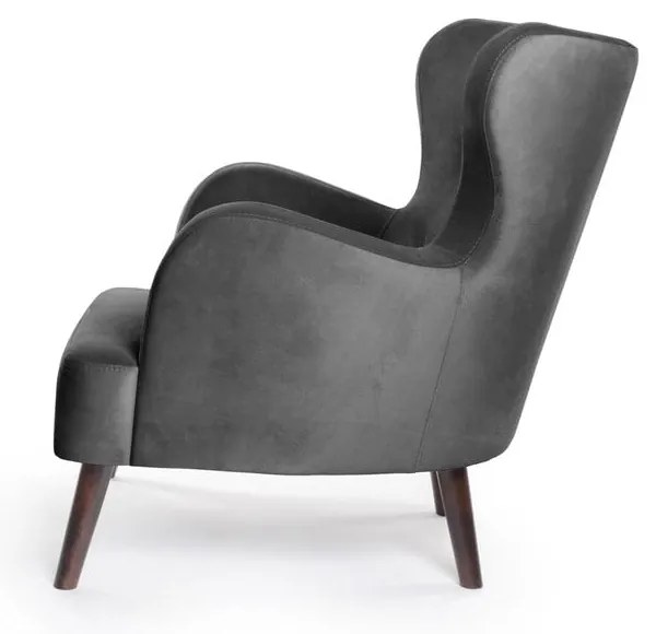 Fotoliu gri închis wing cu tapițerie din catifea Noemye – Bonami Selection