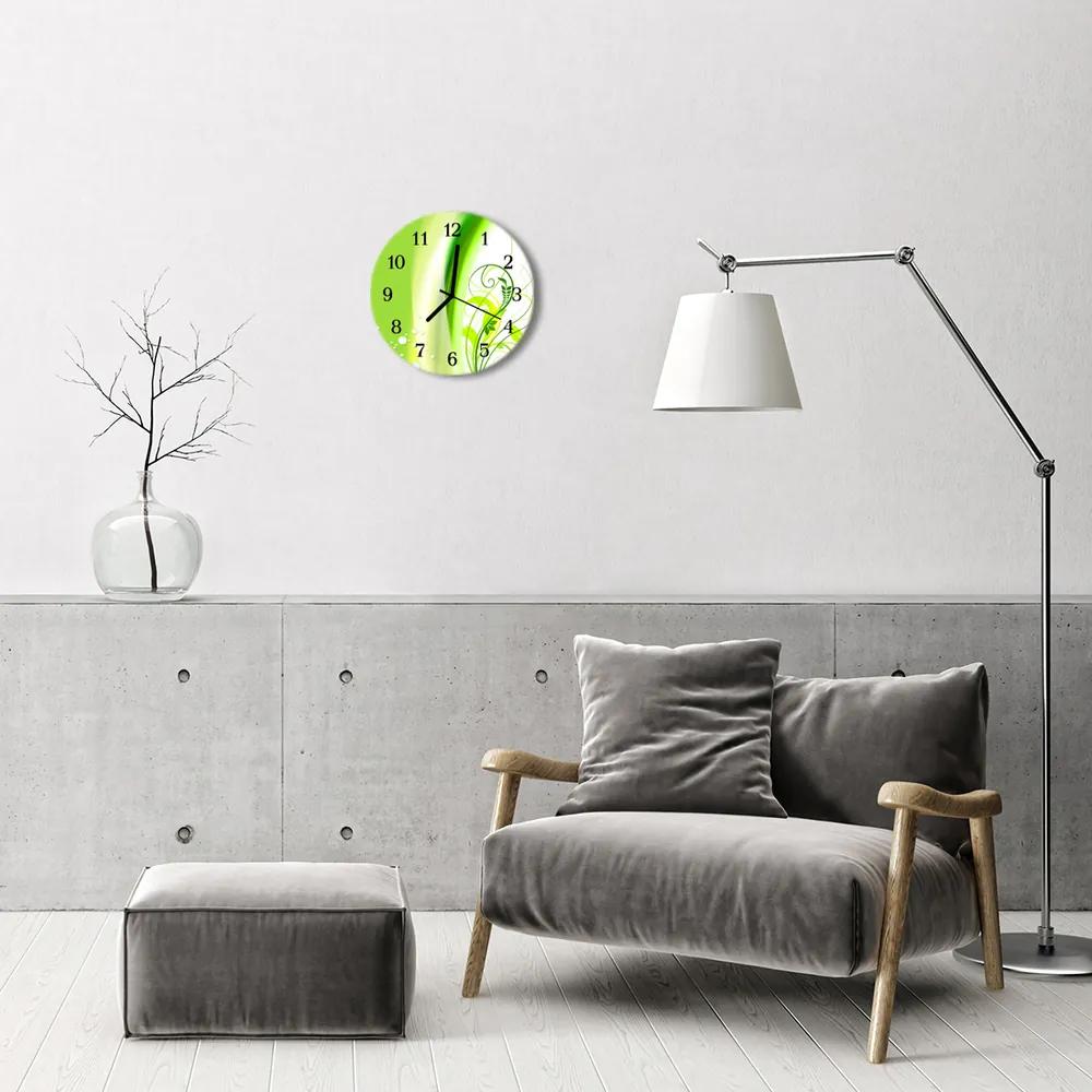 Ceas de perete din sticla rotund Model de plante Flori și plante verzi