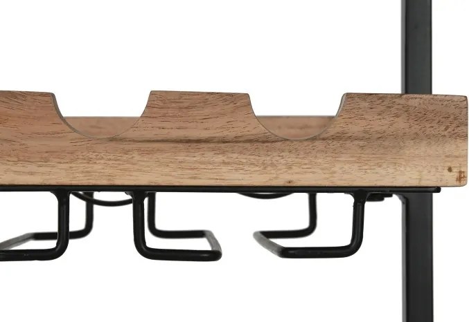 Suport pentru sticle din lemn de acacia și metal, 35x25x75 cm, finisaj natural/negru