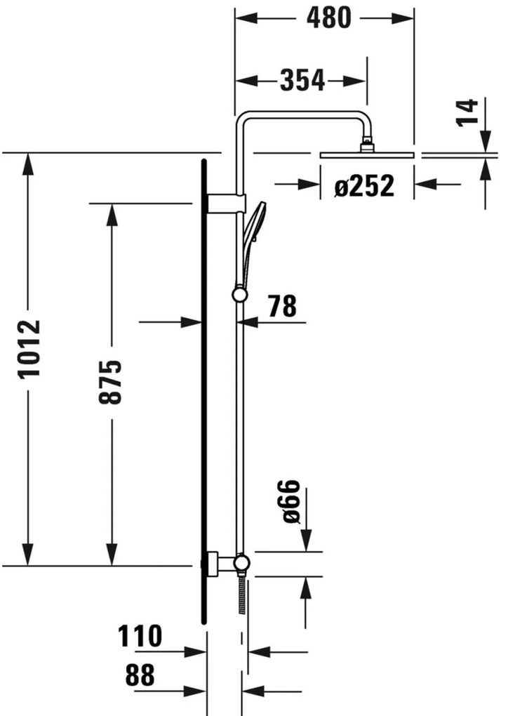 Duravit Shower Systems set de dus perete cu termostat negru TH4282008046