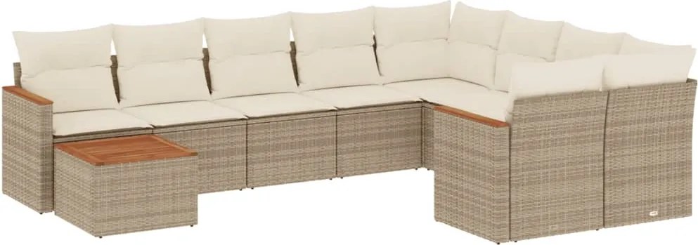 vidaXL Set canapele de grădină cu perne, 10 piese, bej, poliratan