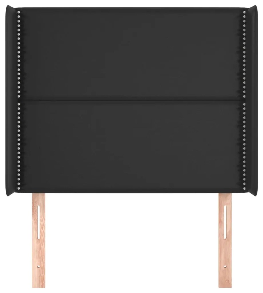 Tablie de pat cu aripioare, negru, 83x16x118 128 cm, piele eco 1, Negru, 83 x 16 x 118 128 cm