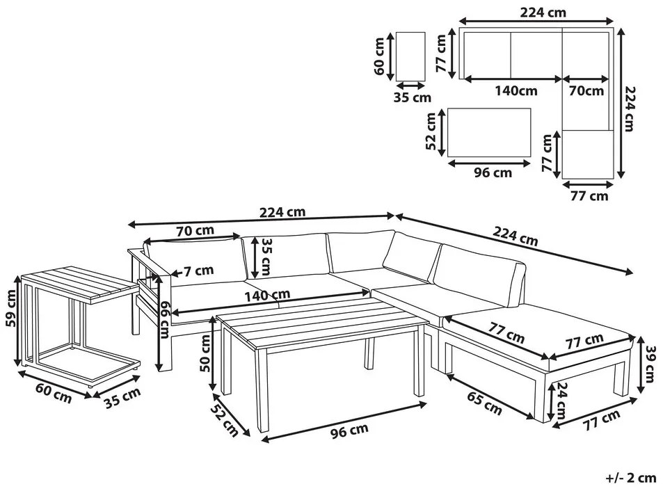 Set mobilier de grădină Mesza (Negru + bej). 1081375