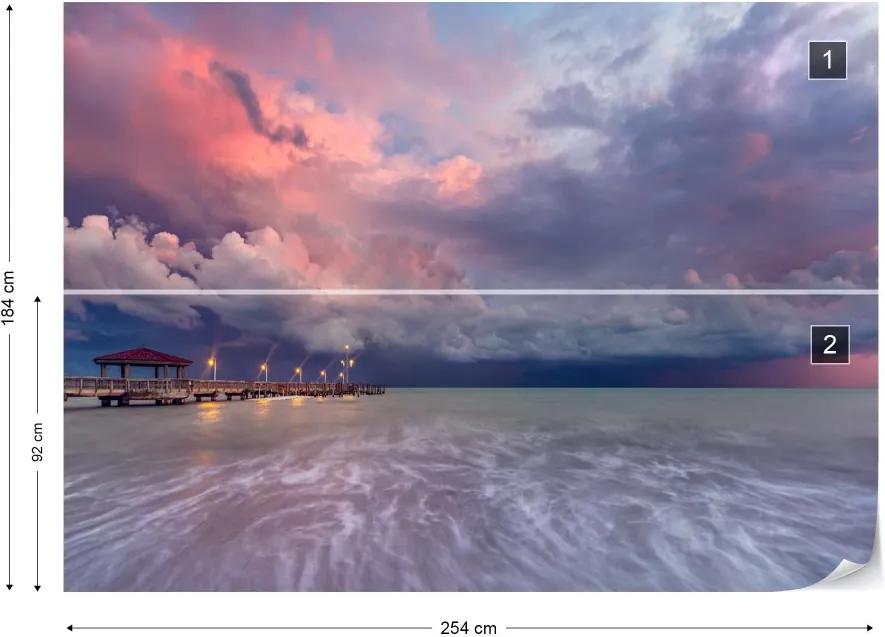 GLIX Fototapet - Blue And Pink Sea Vliesová tapeta  - 254x184 cm