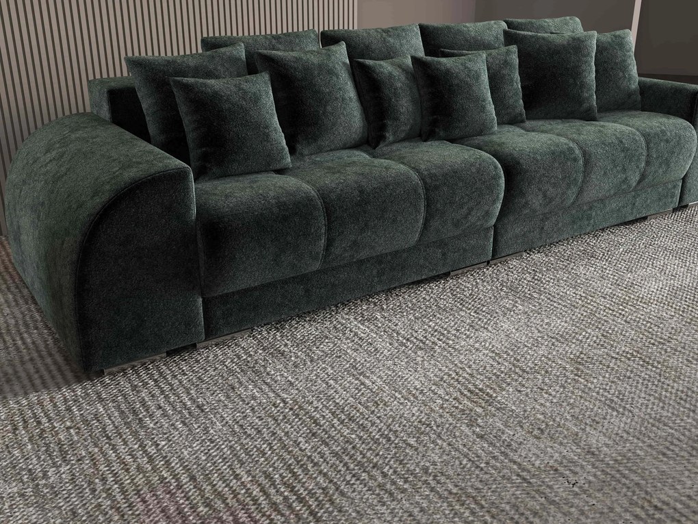 Canapea extensibilă dumonde cu 2 lăzi de depozitare si sezut confortabil din spuma high-density, Verona Euphoria Green 310x100 cm