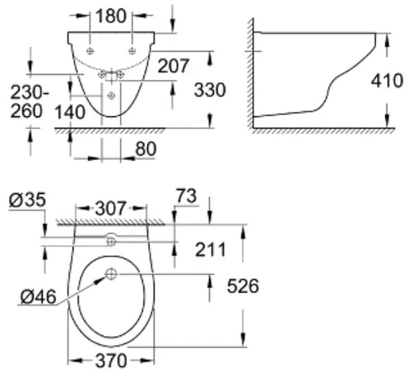 Bideu suspendat alb Grohe Bau Ceramic