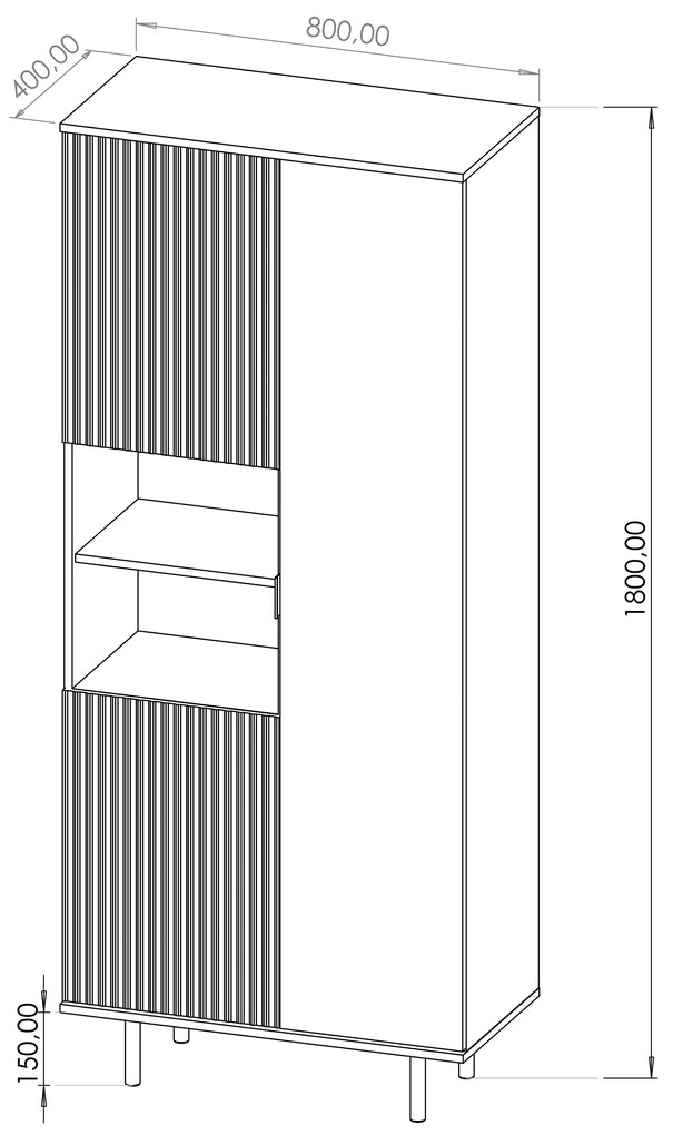 Dulap cu rafturi Nalani R3D (negru). 1071318