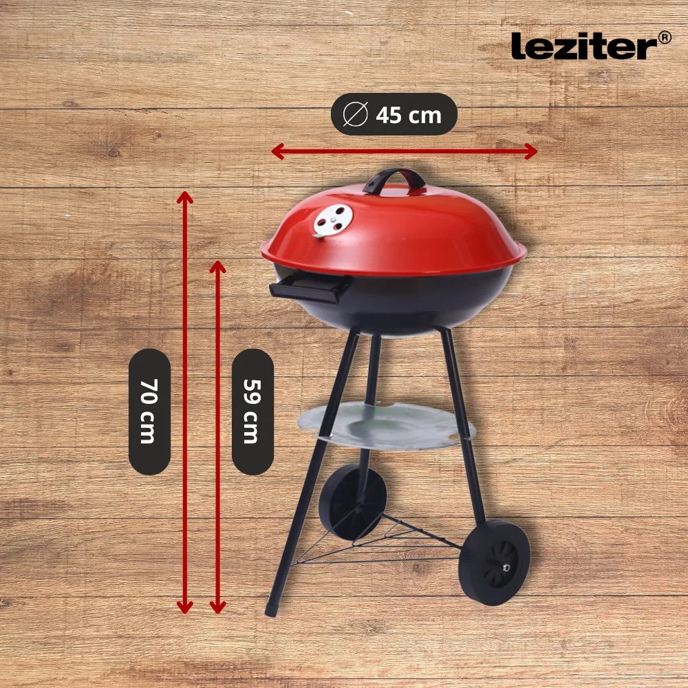 Grătar de grădină cu bilă pe cărbune și roți