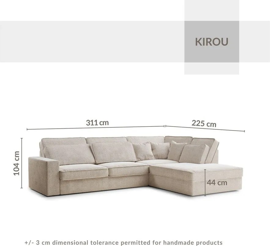 Colțar maro deschis cu tapițerie din chenille (cu colț pe partea dreaptă/în formă de ”L”) Kirou – Maison de Rêve